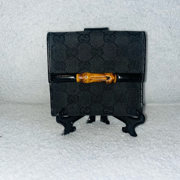 Gucci GG Canvas Bamboo accent Wallet - Picture 1 of 11